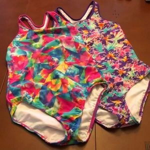 Girls Speedo suits 2 pink and purple racer back